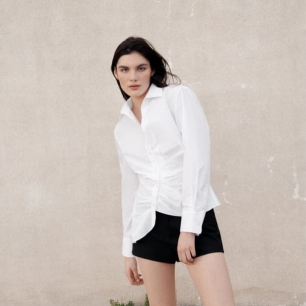DRAPED POPLIN TOP